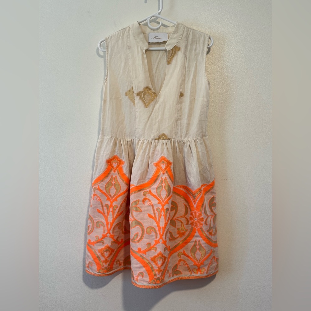 Elegant Cream and Orange Mini Dress